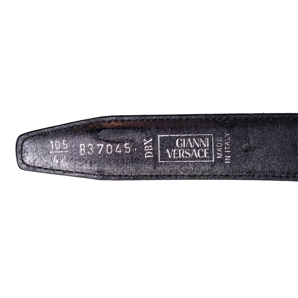 ianni Versace Medusa Leather Belt Black Silver Buckle Size 105‎ 42 Italy Mens