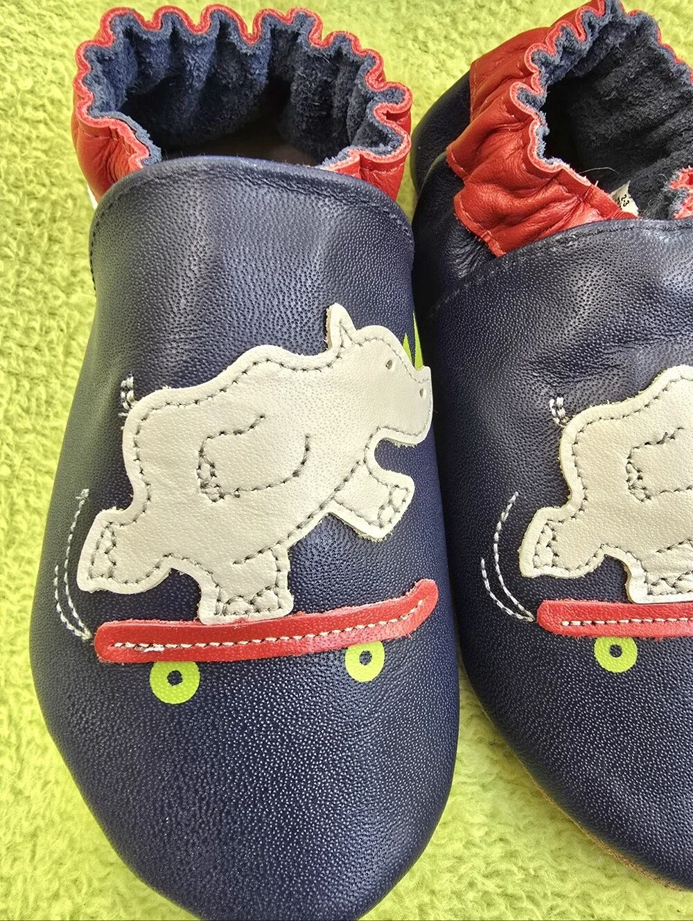 NWT NIB 3-4 yrs Baby BOYS SOFT SOLES Skater Rhino Navy ROBEEZ LEATHER SHOES (Q1)