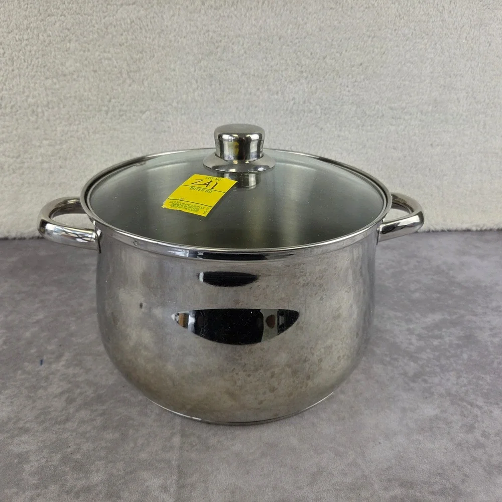 Chefline Artistic Pro Stainless Steel Stock Pot with Glass Lid Silver 24cm