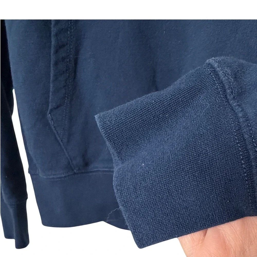 The North Face Hoodie Mens S Navy Blue Excellent Pullover Fleece Logo Patch