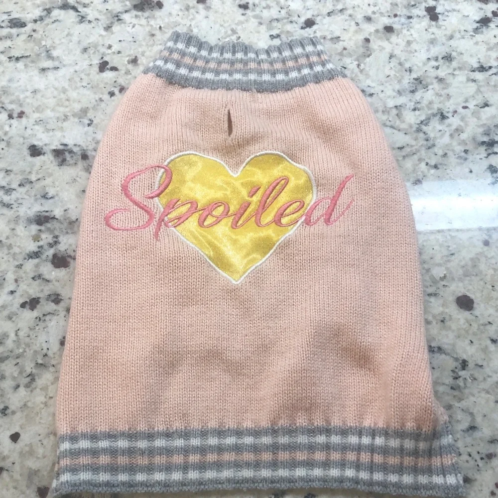 Pet Fashion Cozy Pink Fluffy Patterned Dog Sweaters Clothes Set of 3 Size S Comb