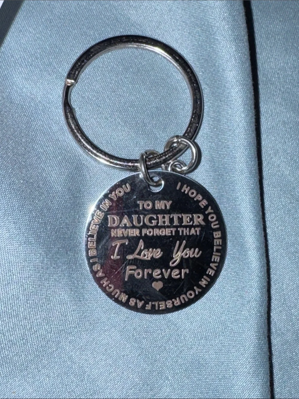Sentimental 'To My Daughter' Silver Keychain