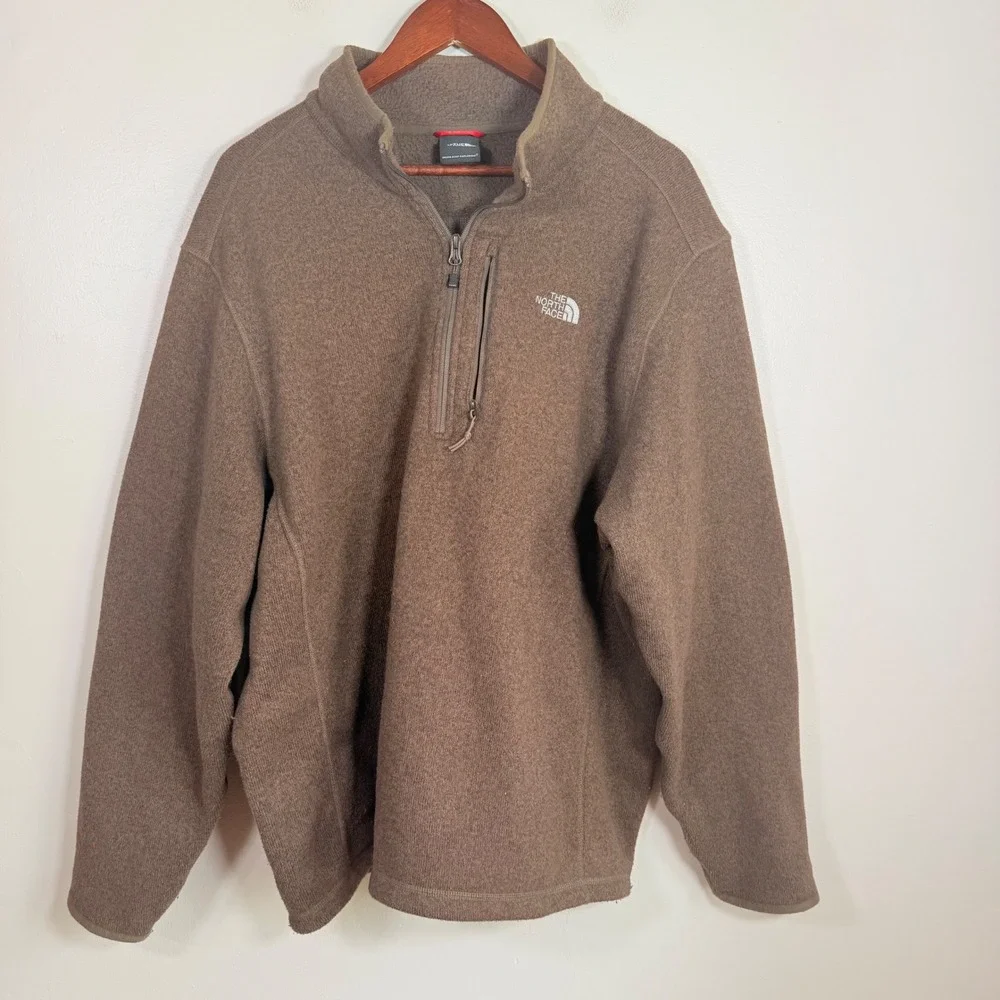 The North Face Gordon Lyons Quarter Zip Sweater Fleece Pullover Size XL Brown