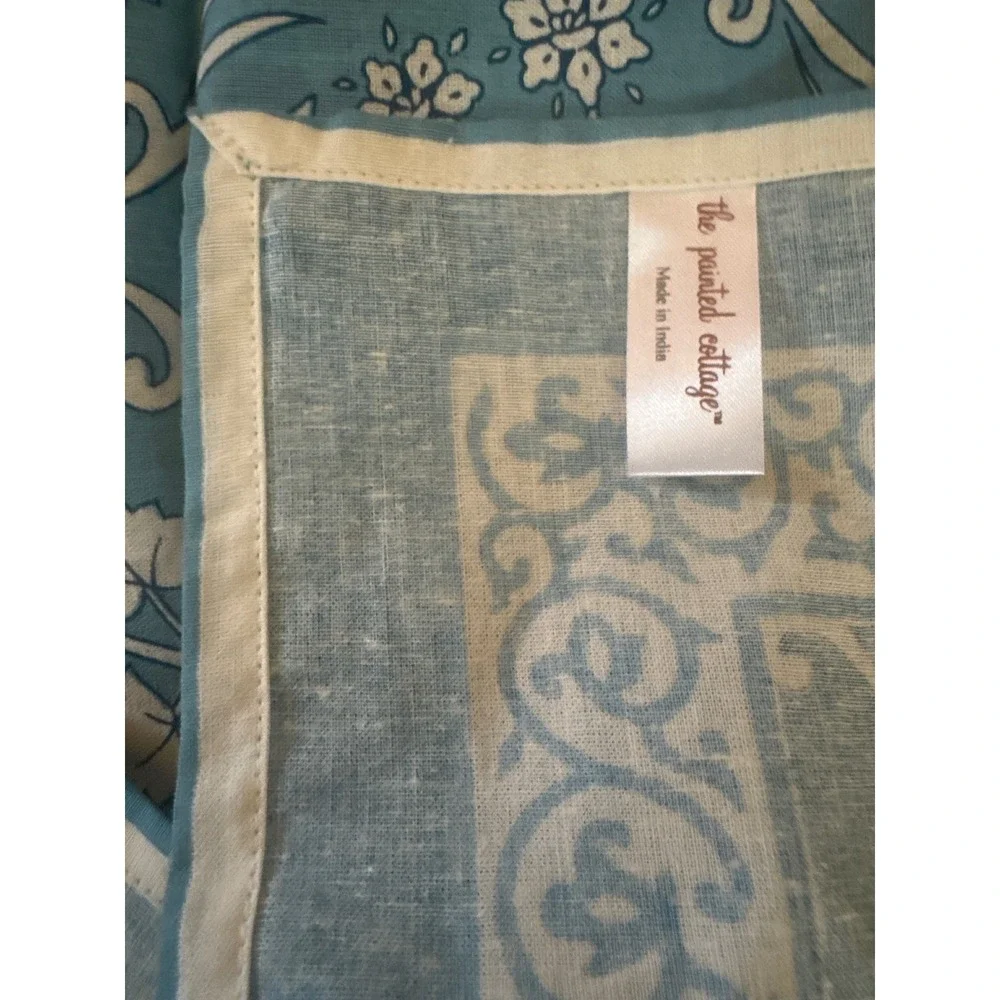 The Painted Cottage Blue White Floral Cotton Tea Towels Set of 2 India 27x19
