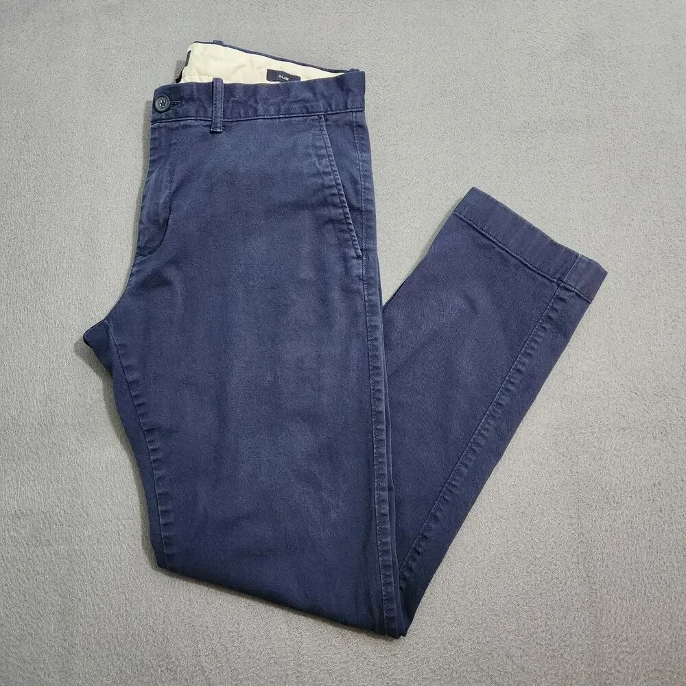 J. Crew Pants Men 32X30(28) Navy Flex Slim Chino