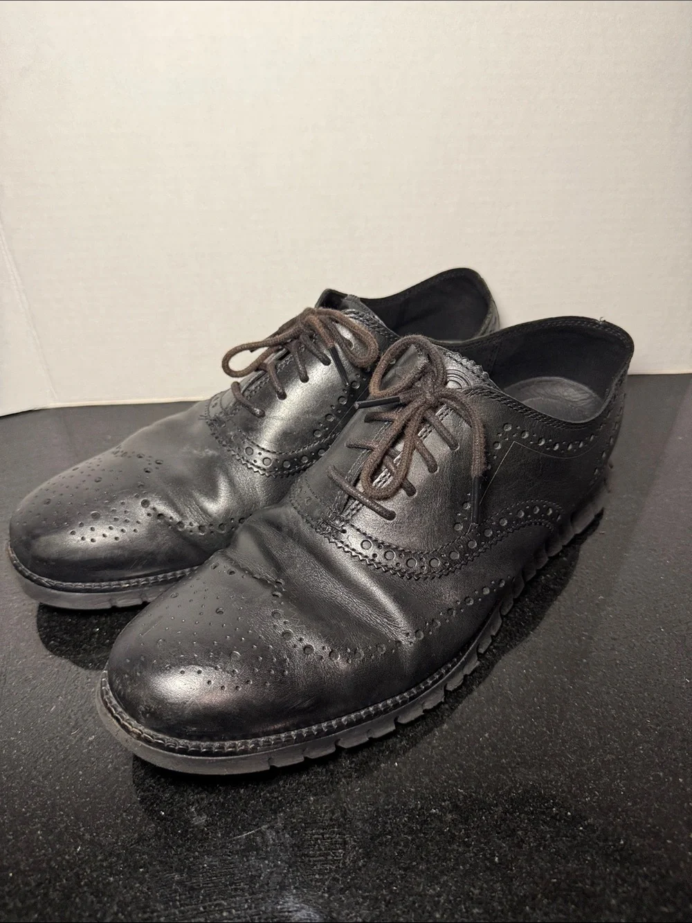 Cole Haan Zerogrand Wingtip Oxfords Size 12 Black Leather