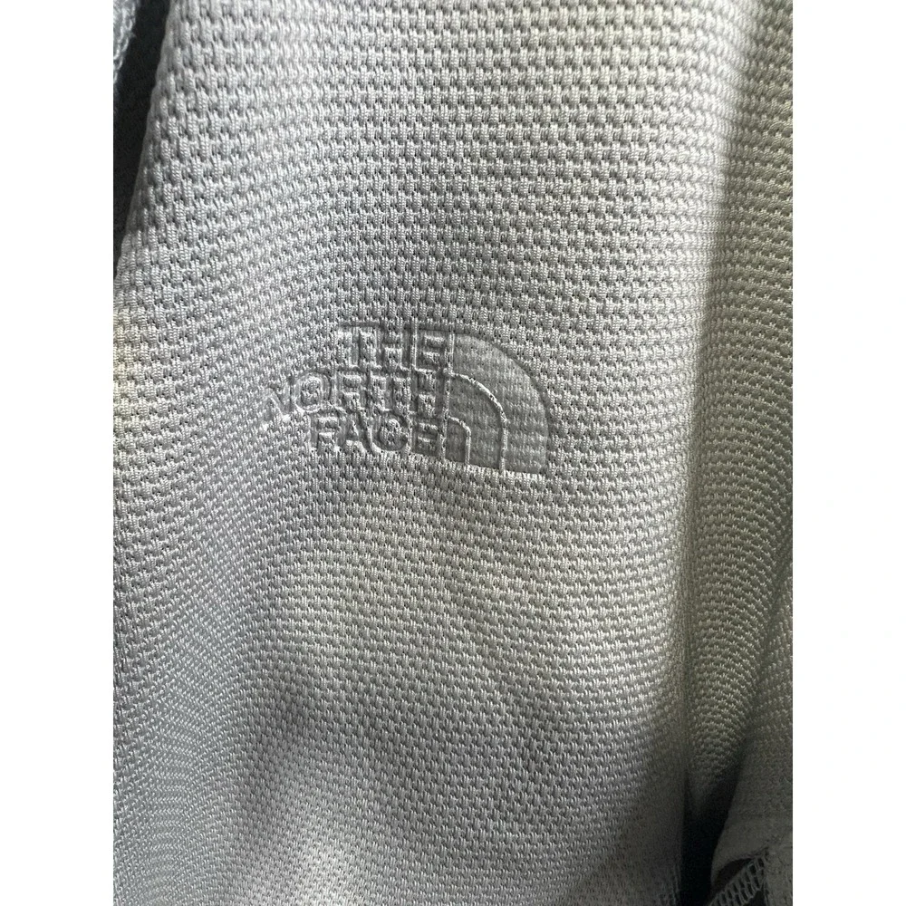 The North Face Mens Large Full Zip Fleece Jacket Grey Black Textured Waffle Knit