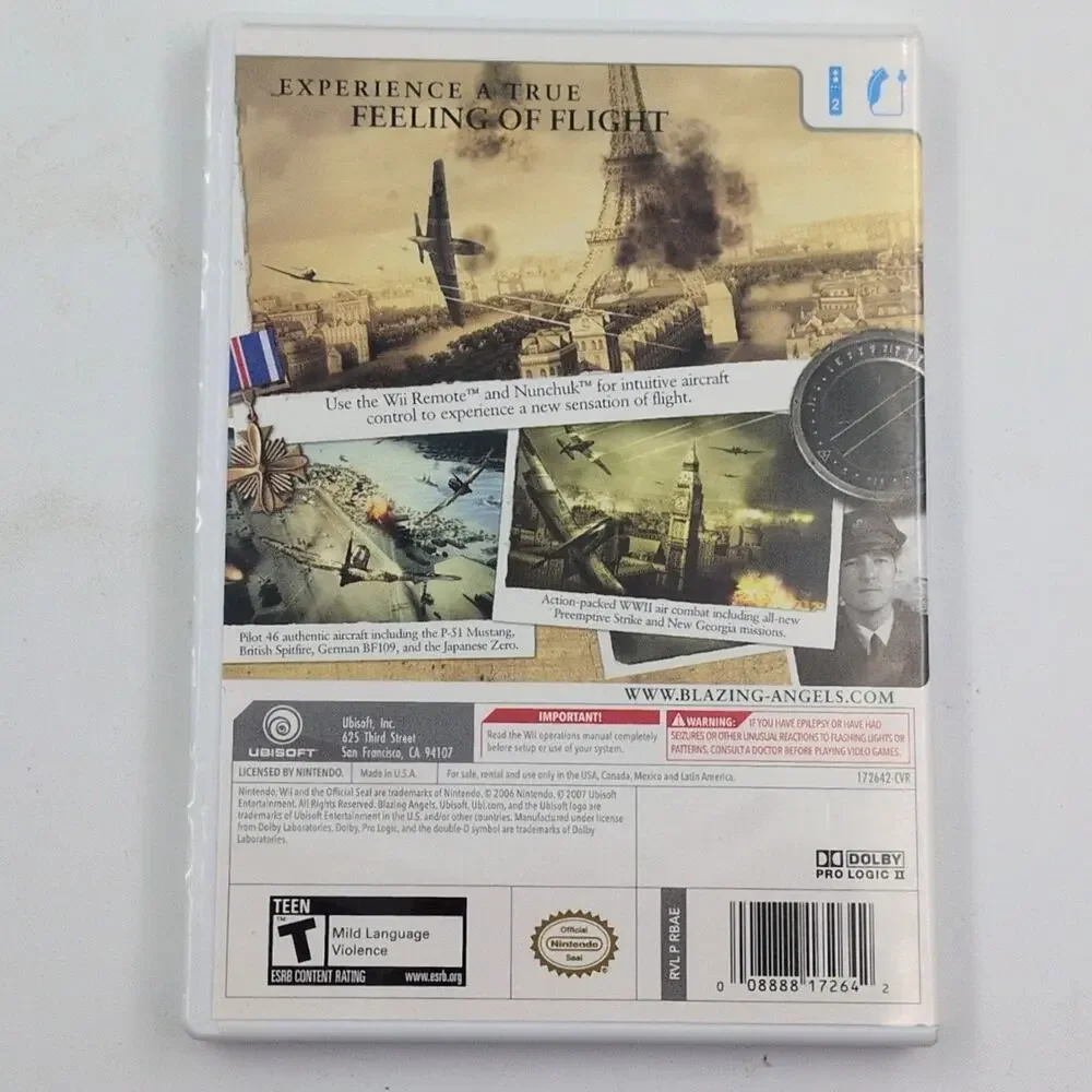Blazing Angels Squadrons of WWII Nintendo Wii Video Game Flight Combat Tested