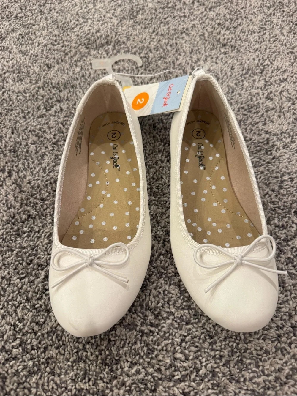 NWT Cat & Jack Off-White Girl's Ballet Flats with Bow