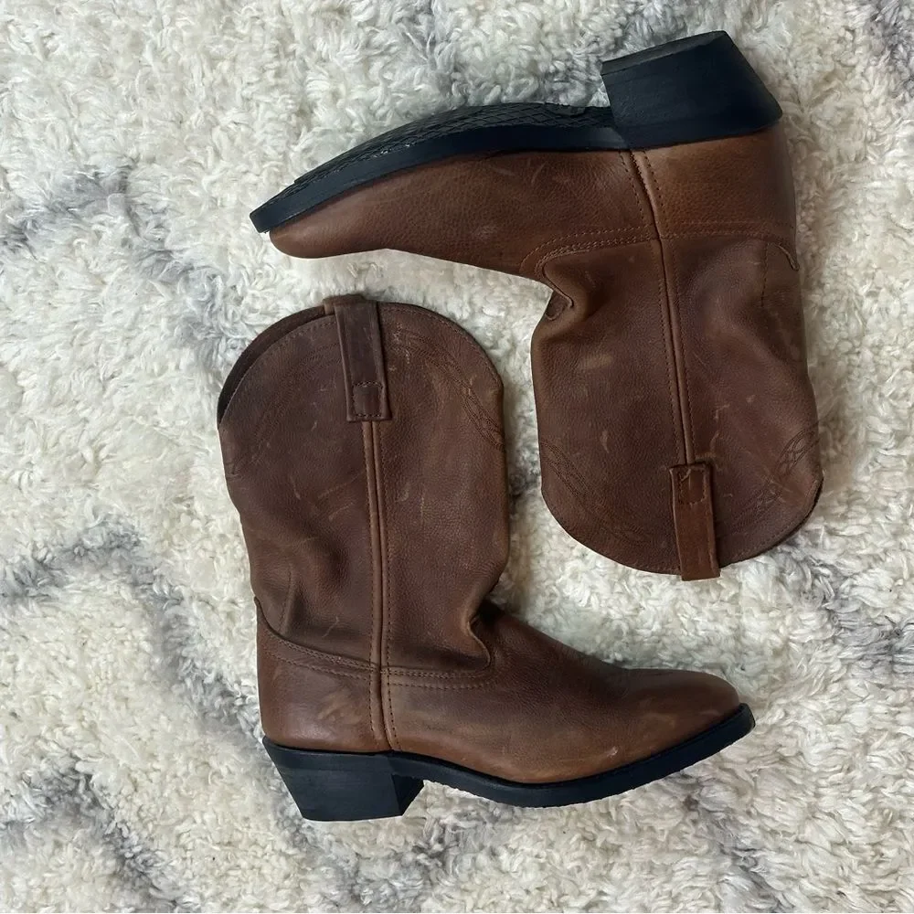 Brown Leather Cowboy Boots 10 D