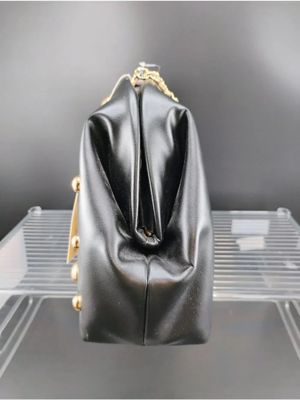 A New Day Black Studded Clutch With Detachable Shoulder Strap