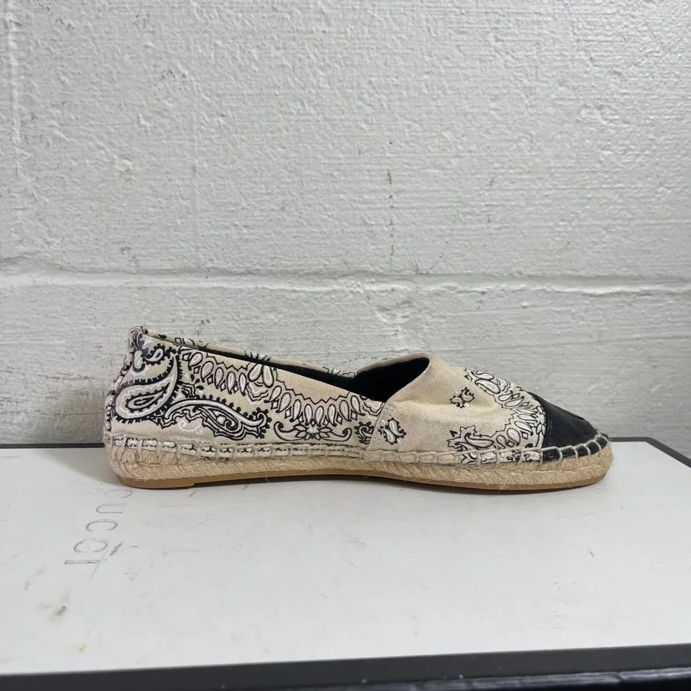 Tory Burch Bandana Print 74053‎ Color Block Flat Espadrilles Slip On Womens 5 US
