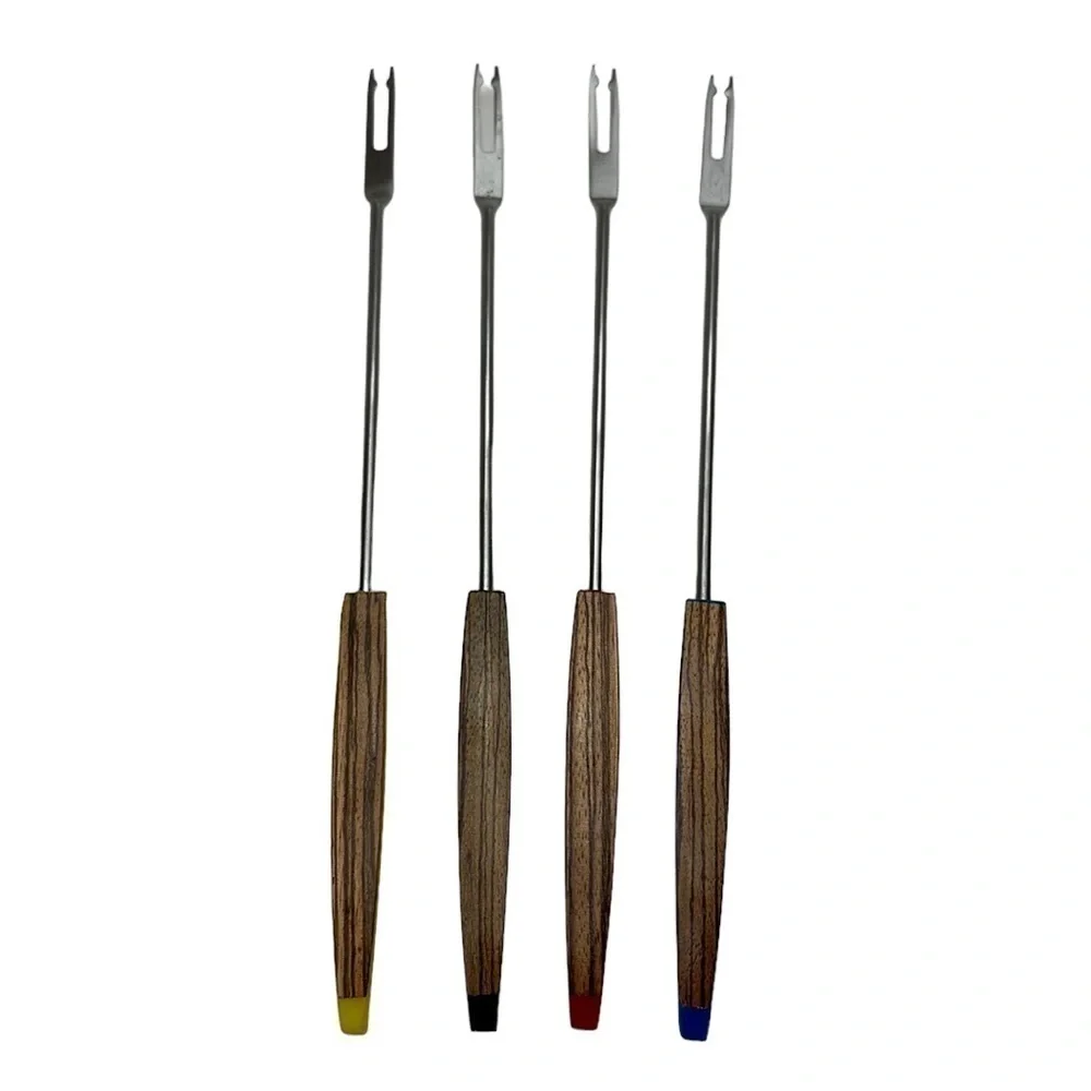 Vintage Stainless Steel Made‎ in Japan Fondue Forks Skewers Colorful Handle MCM
