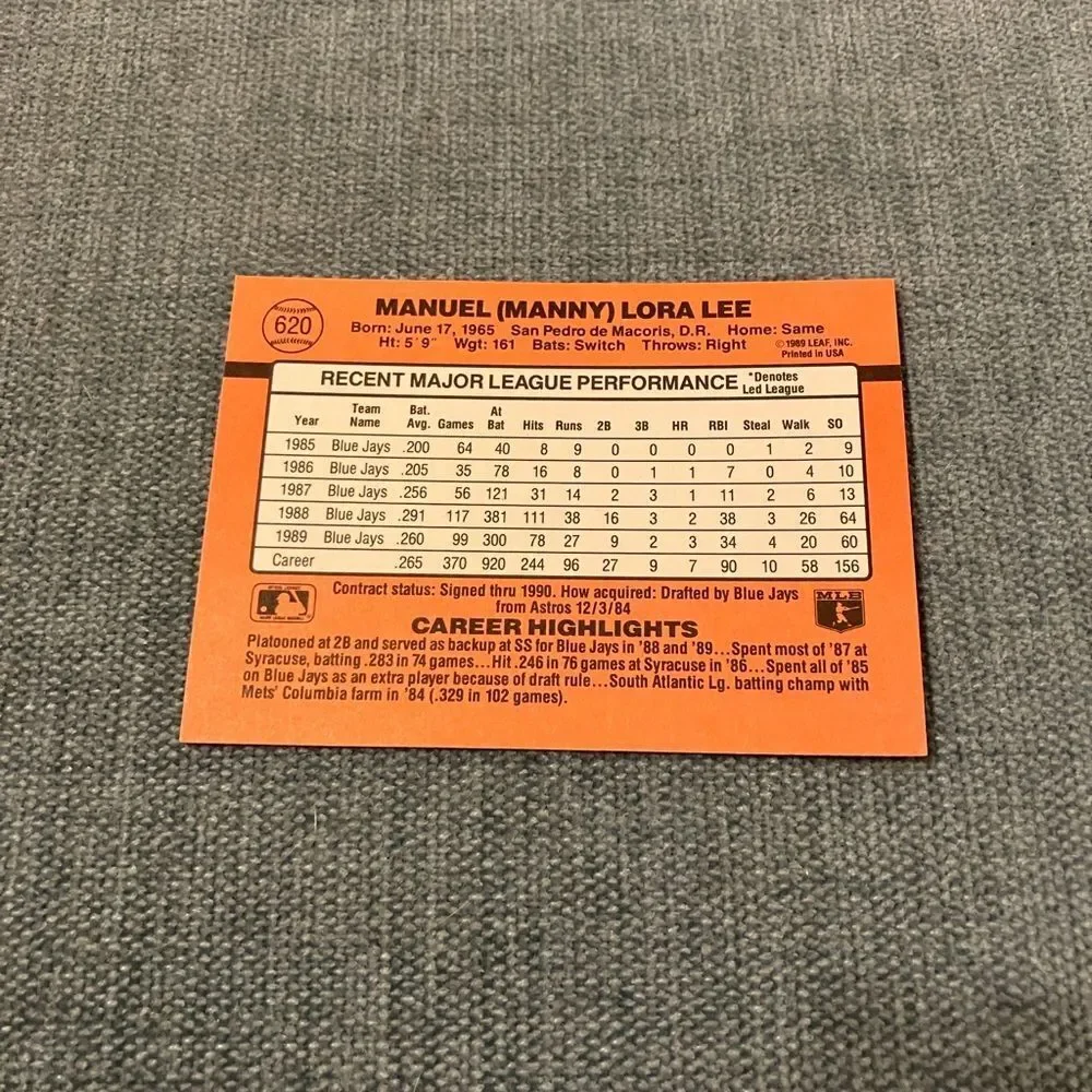 1990 Donruss Toronto Blue Jays Baseball Card Trading Card