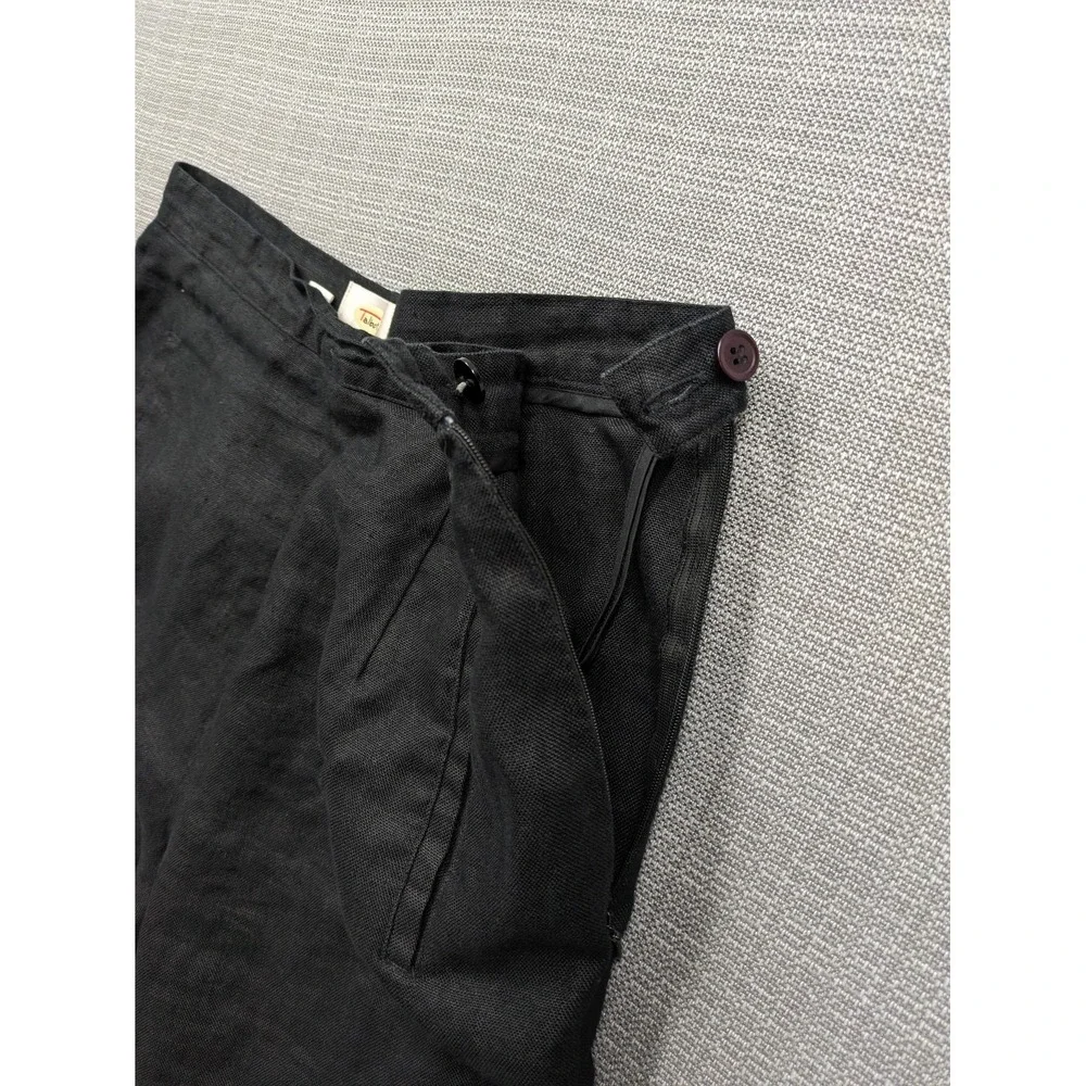 Talbots Pants Women 12W Black Irish Linen Pleated Relaxed Dress Lightweight