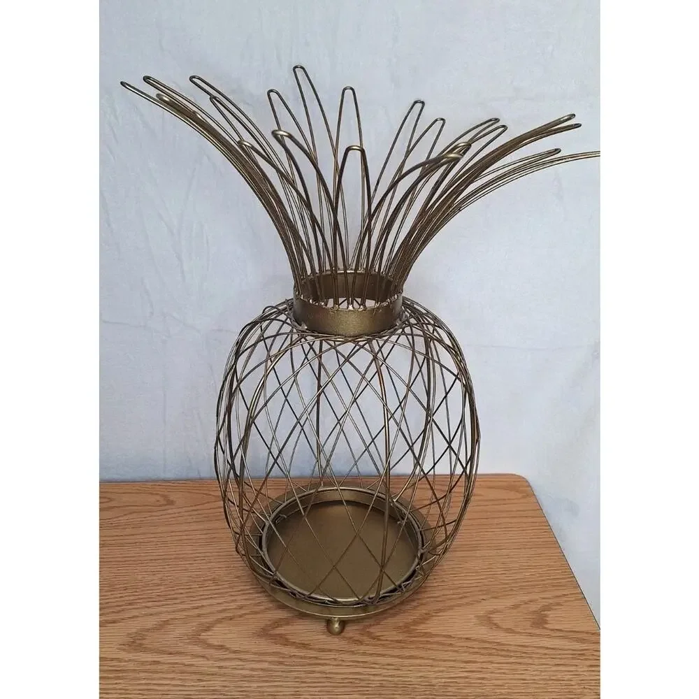 Large Vintage Gold Metal Pineapple Wine Cork Collector Tropical Bar Decor – 20