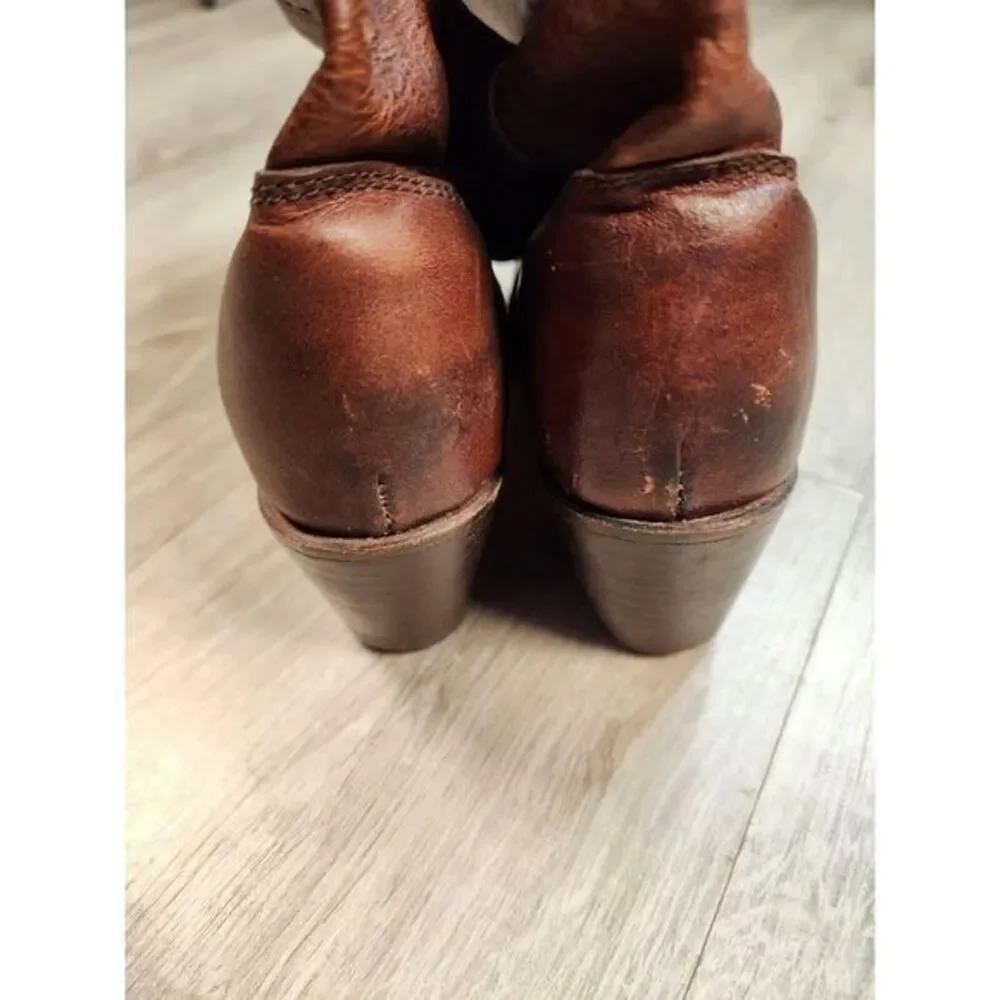 Vintage Frye Leather Boots Over The Knee Cuffed Brown Womens‎ 6B