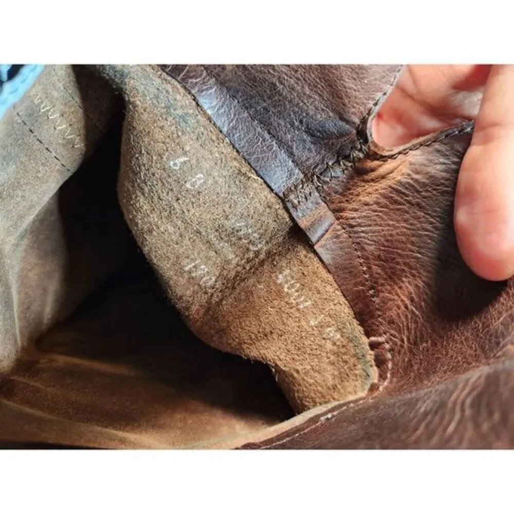 Vintage Frye Leather Boots Over The Knee Cuffed Brown Womens‎ 6B