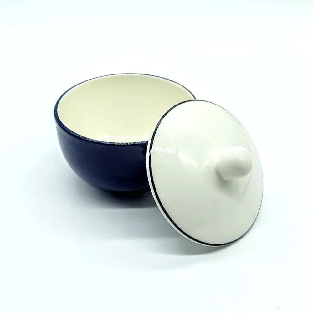 Vintage Pagnossin Treviso Italy Blue Ceramic Covered Sugar Bowl