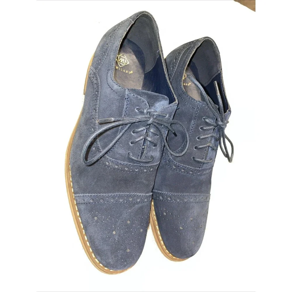 La Milano Men’s Dress Shoes Size 9.5 M Blue Suede Leather Athleisure Business
