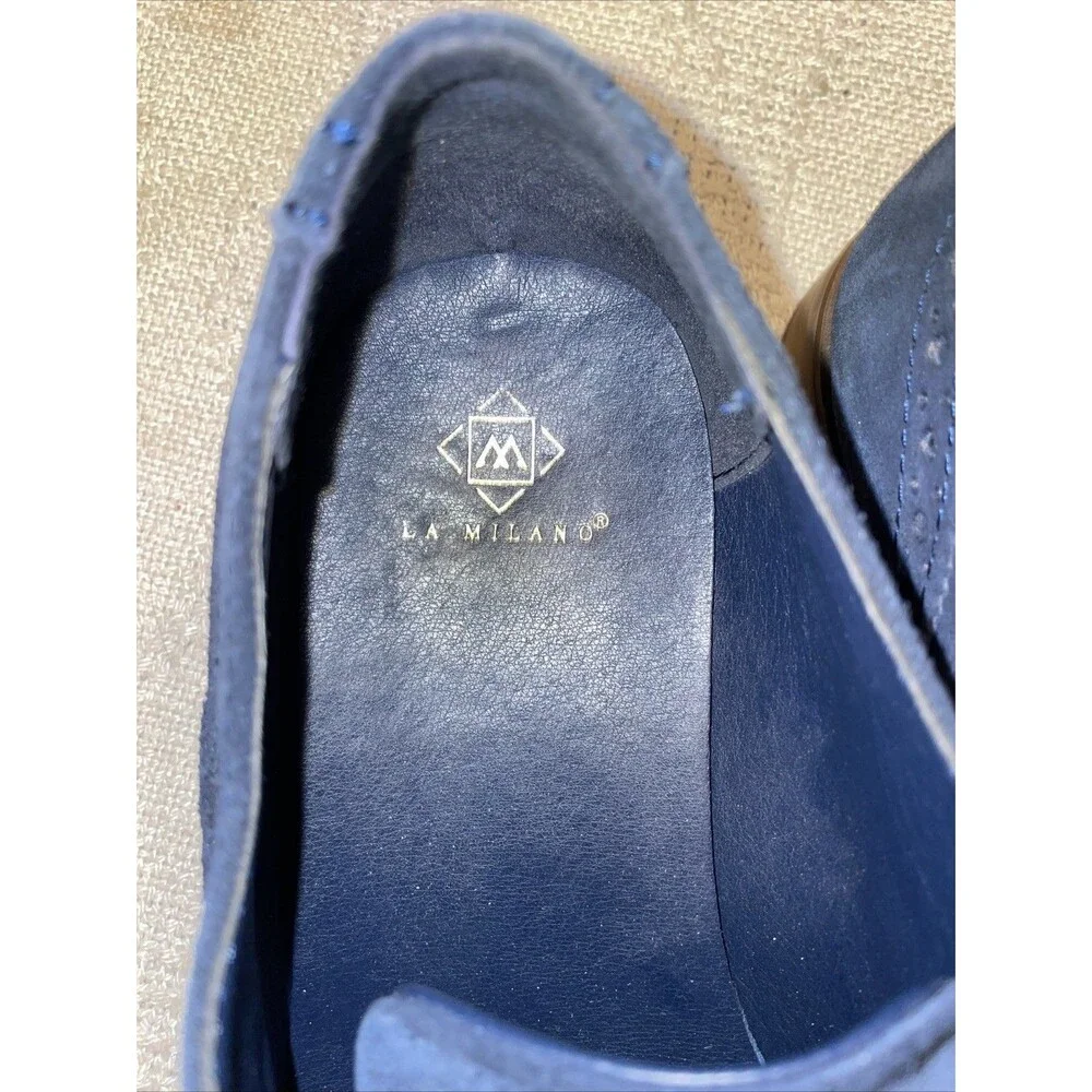 La Milano Men’s Dress Shoes Size 9.5 M Blue Suede Leather Athleisure Business