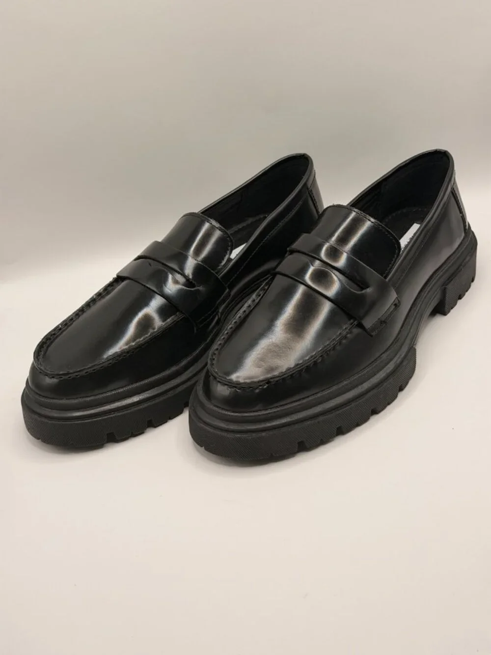 Steve Madden Men's Zeb Black Leather Penny Loafer Sz 7