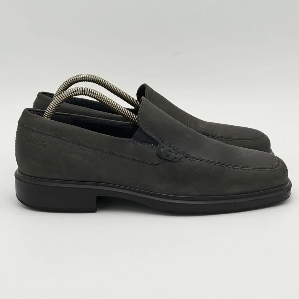 Ecco Helsinki II Matte Gray Leather Slip On Loafers - EU 42 / US Men 8-8.5