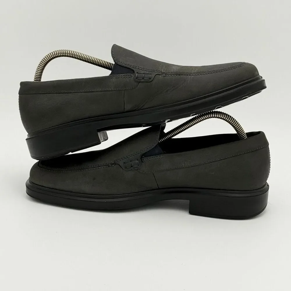 Ecco Helsinki II Matte Gray Leather Slip On Loafers - EU 42 / US Men 8-8.5