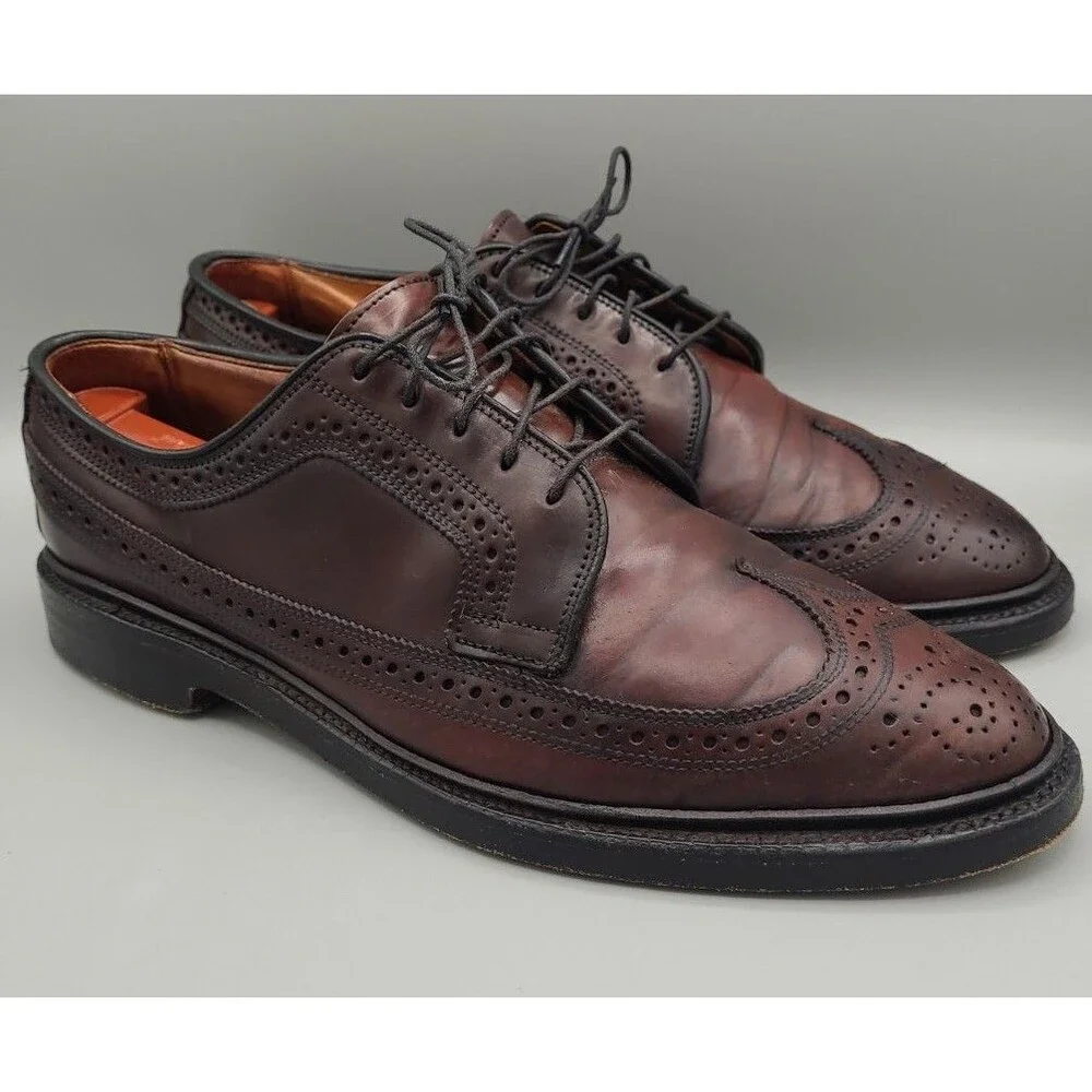 ALLEN EDMONDS 9097 MacNeil Burgundy Shell Cordovan Long Wing Oxford Shoes 8 D