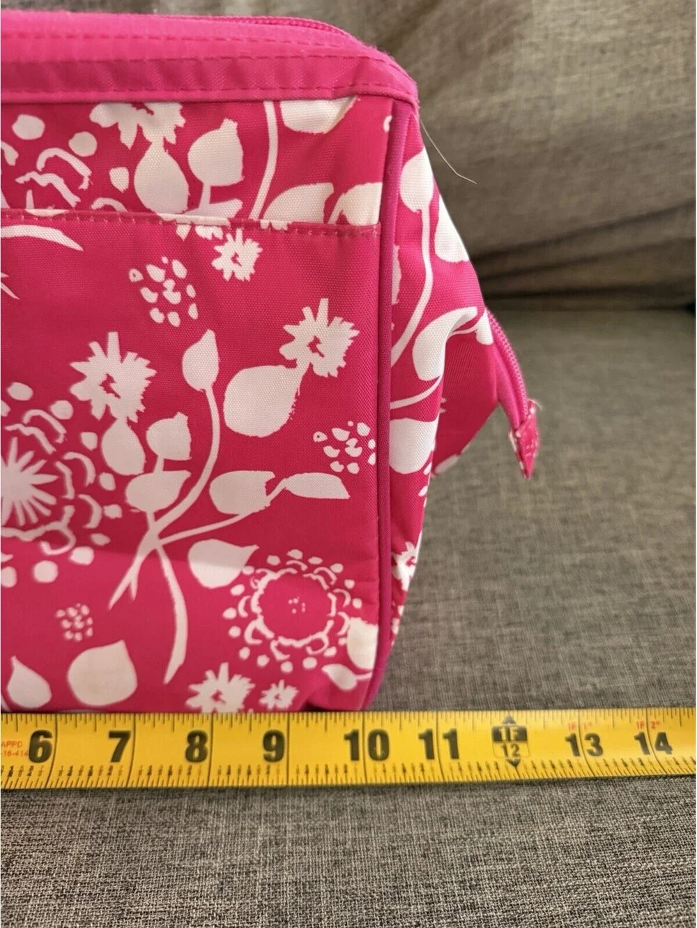 Thirty One Large Cosmetic Bag In Pink Parisian Pop Lined Zip Close