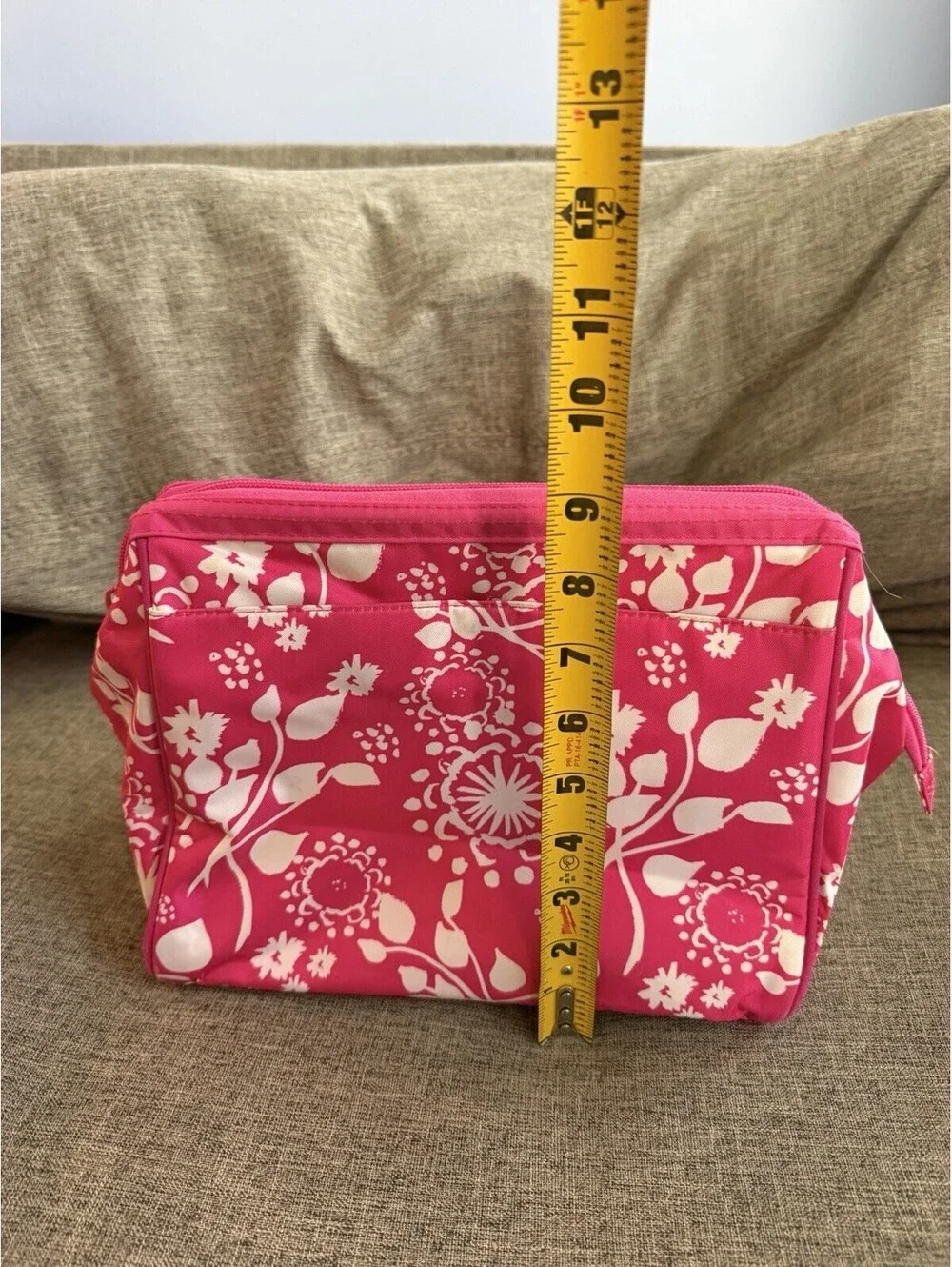 Thirty One Large Cosmetic Bag In Pink Parisian Pop Lined Zip Close