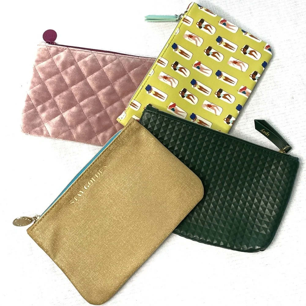 4 IPSY Makeup Cosmetic Bags Zipper Pouches Travel Organizer Assorted Set NWOT