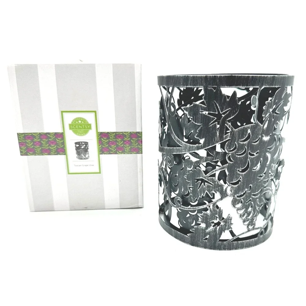 Scentsy Tuscan Grape Vine Warmer Wrap Black Silver Distressed Metal Accessory