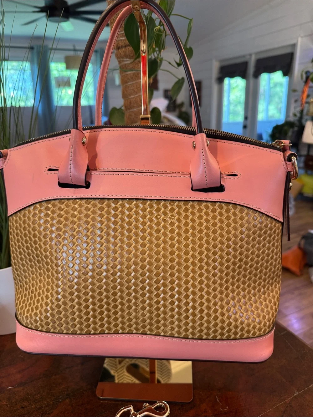 Dooney & Bourke straw woven top