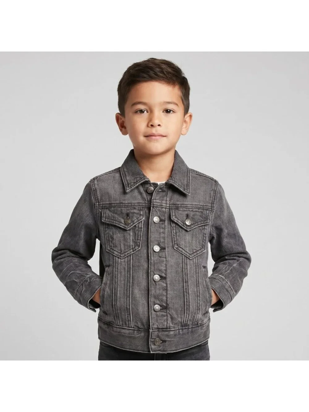 Gap Kids Brick Lane Collection Boy's Gray Wash Denim Jean Jacket in size S 6-7