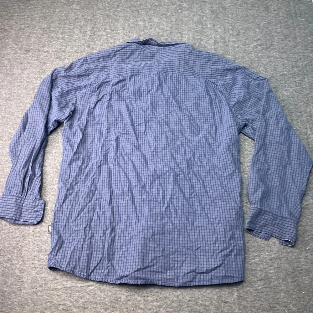 The North Face Shirt Mens 2XL XXL Long Sleeve Button Down Blue Travel Zip Pocket
