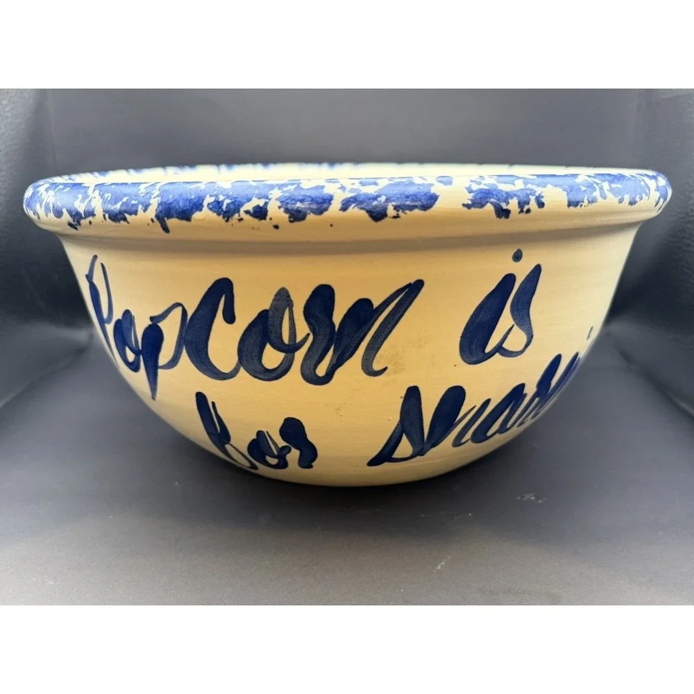 Vintage Spongeware Popcorn Bowl 