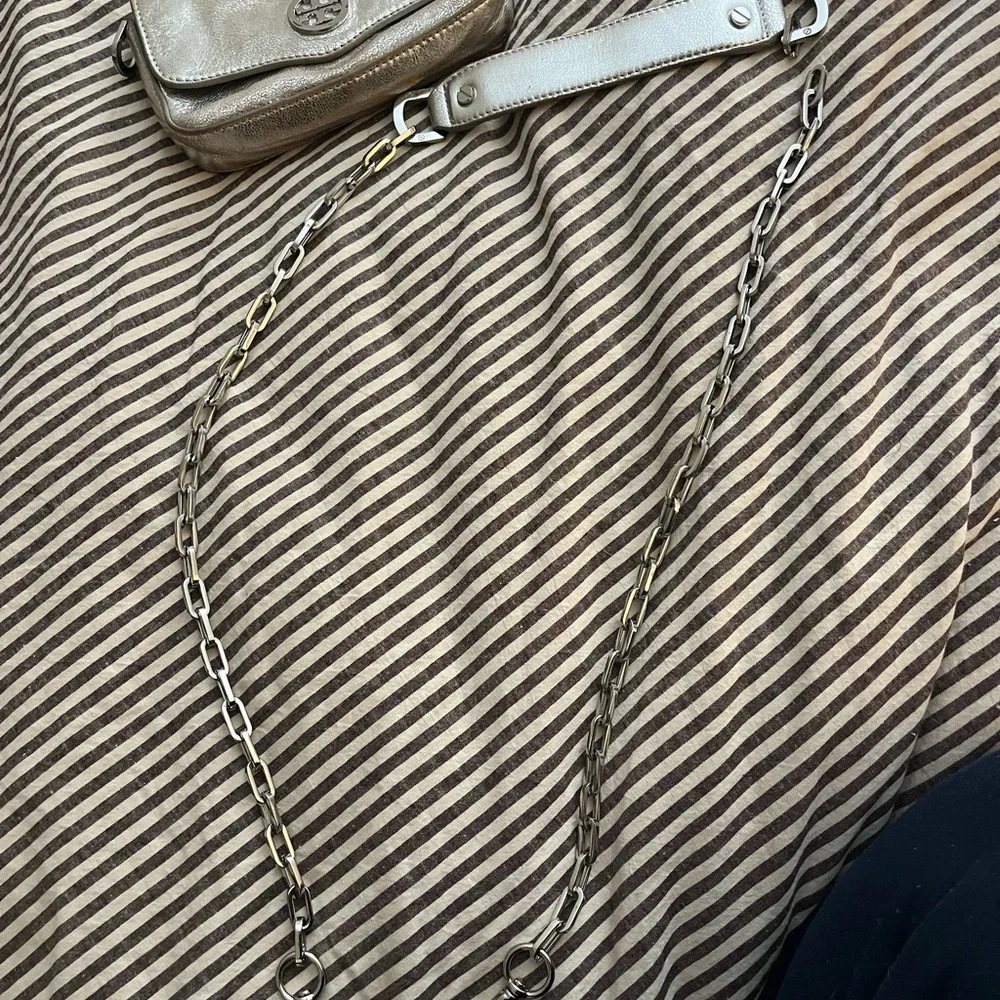 Tory Burch Metallic Taupe Leather Flap Wristlet
