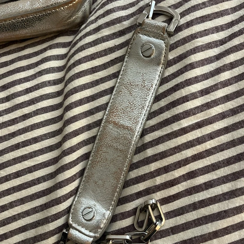 Tory Burch Metallic Taupe Leather Flap Wristlet