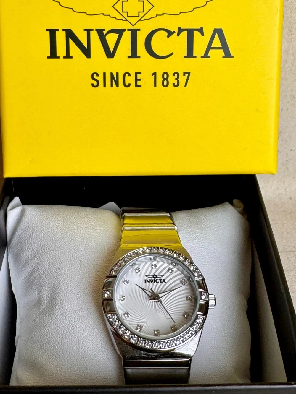 Invicta Angel Silver-Tone Case 28 mm Quartz Watch 70262 NWT