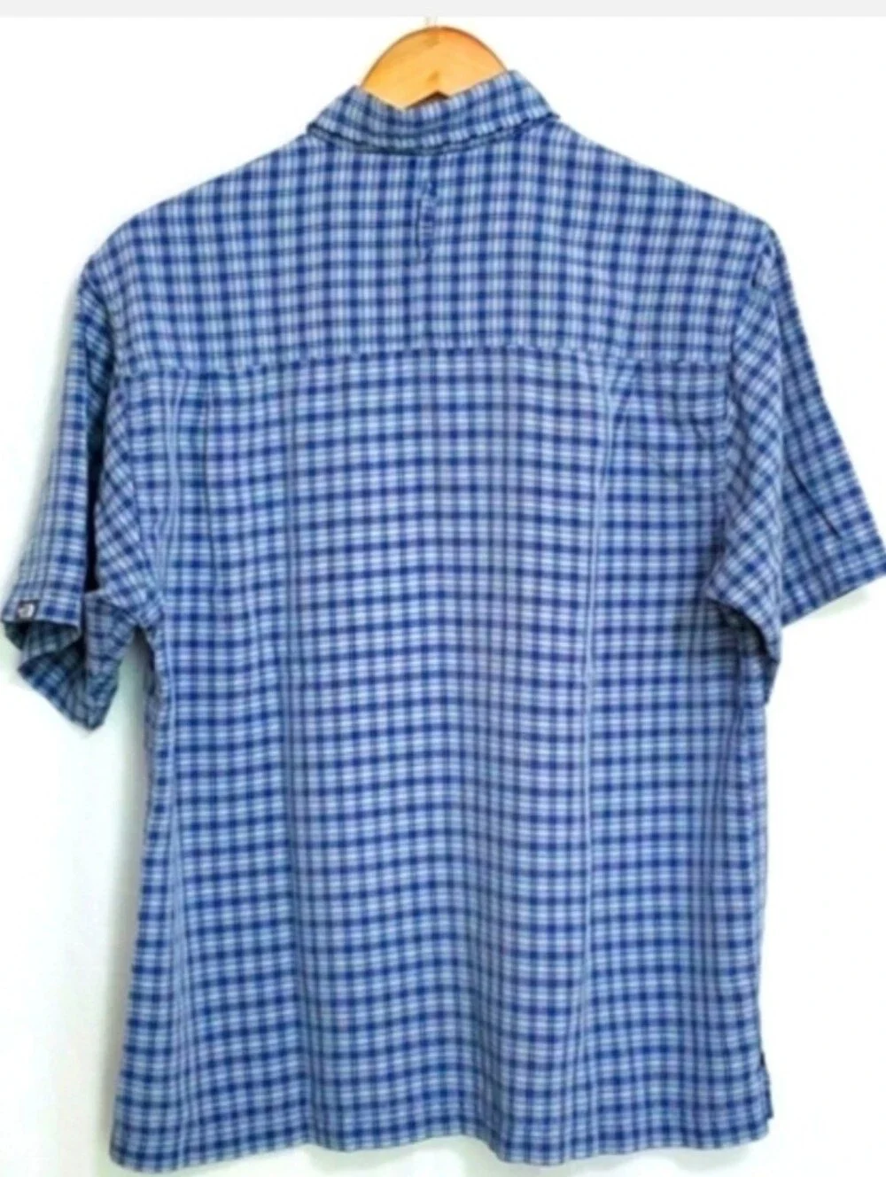 The North Face Short Sleeve Blue Plaid Button Down Shirt Mens Medium