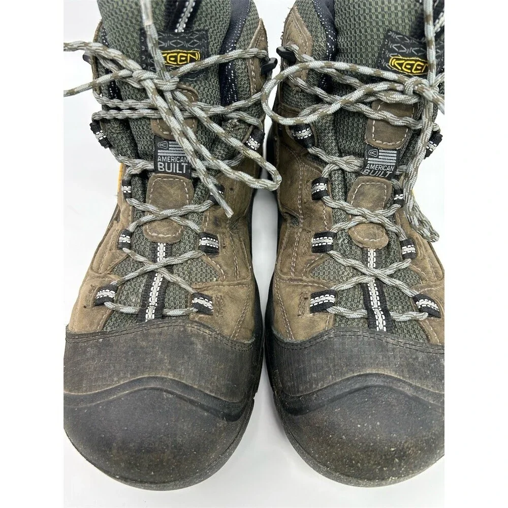KEEN Utility Braddock Mid Waterproof Steel Toe Work Boots Brown/Green Size 12D
