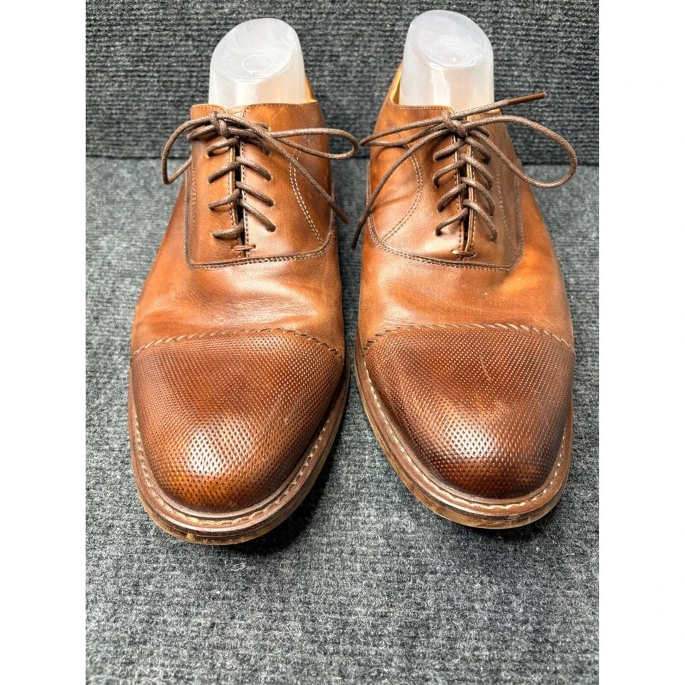 Joseph Abboud Mens Tan Leather Cap Toe Oxford Dress Shoes X250872 Size 13D