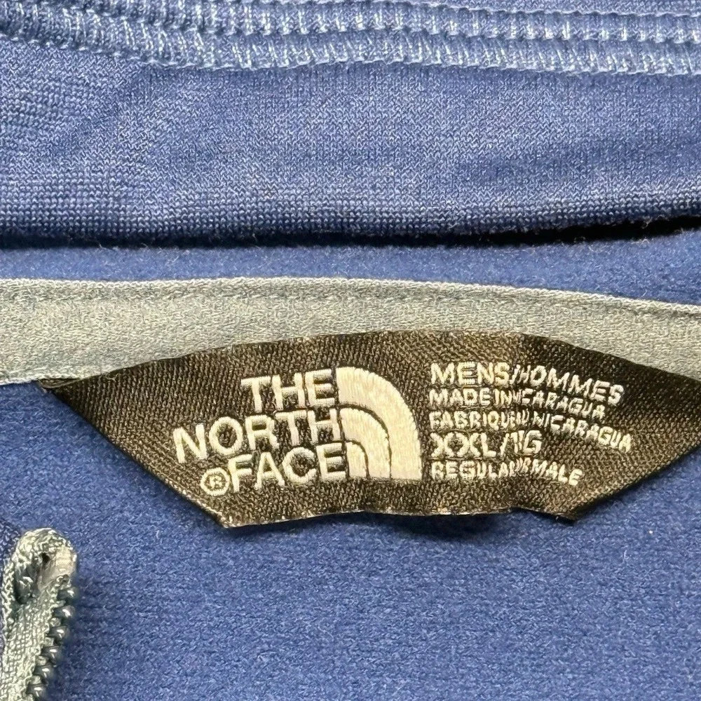 The North Face Full Zip Hoodie Mens XXL Chest Pocket Polyester Blue Gray Solid