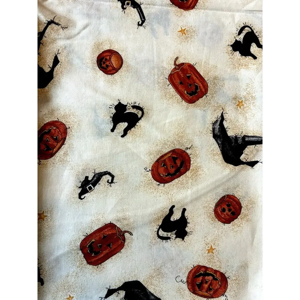 Daisy Kingdom Broomzelda witch Pumpkin Cat fabric cotton 72”x45” Halloween 1996