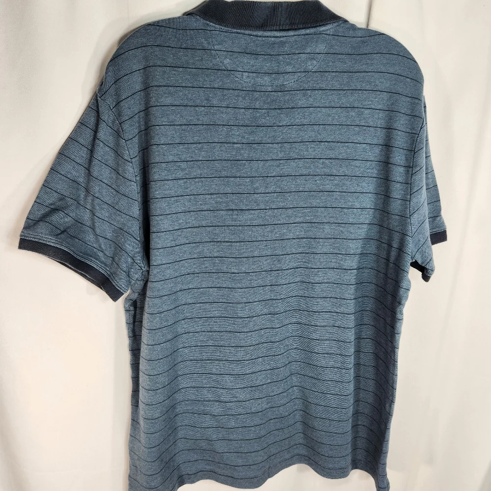 Banana Republic Blue on Blue Striped Short Sleeve Polo / Golf Shirt Size Large