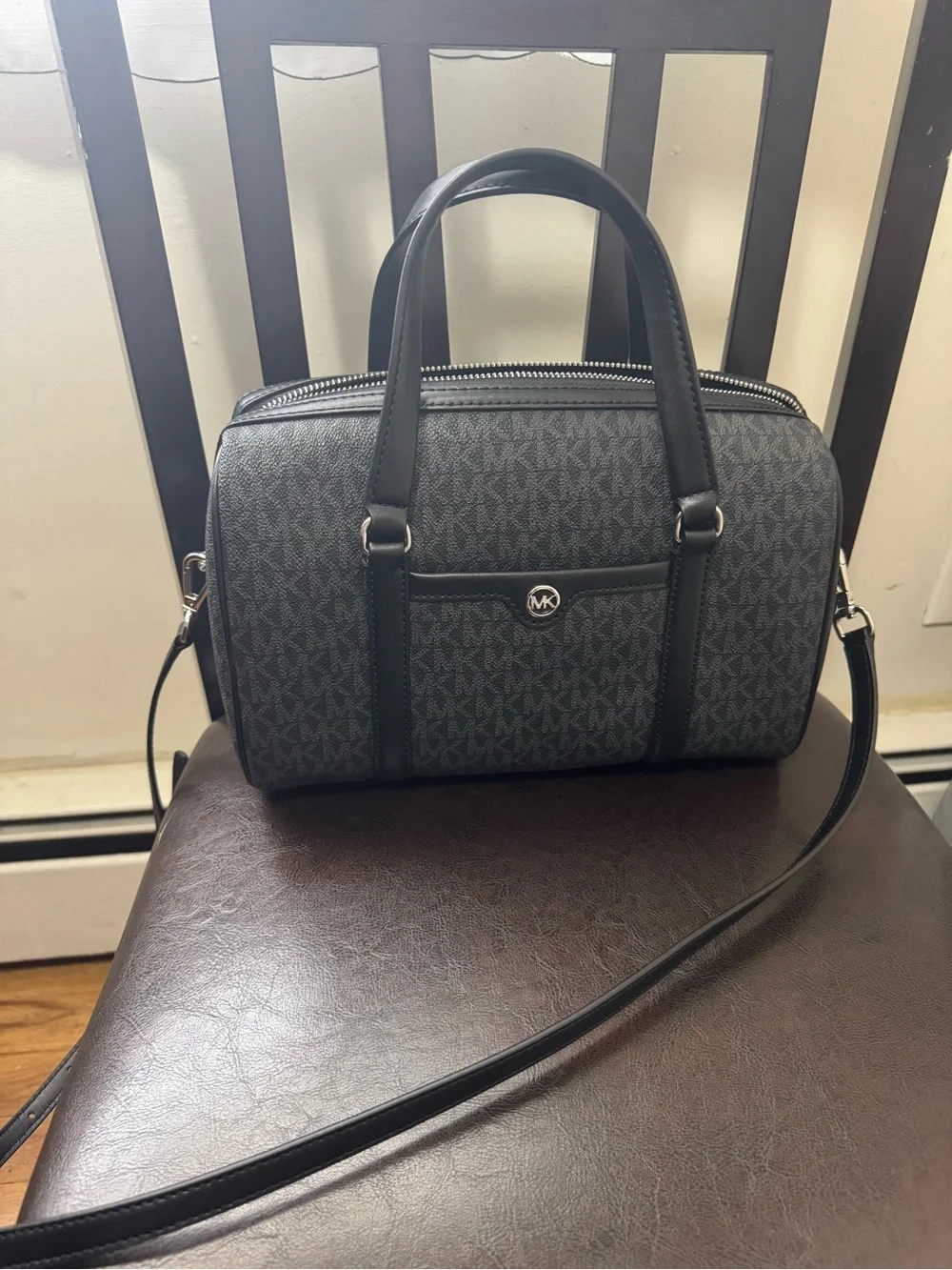 Michael Kors Black MK Logo Duffel Bag