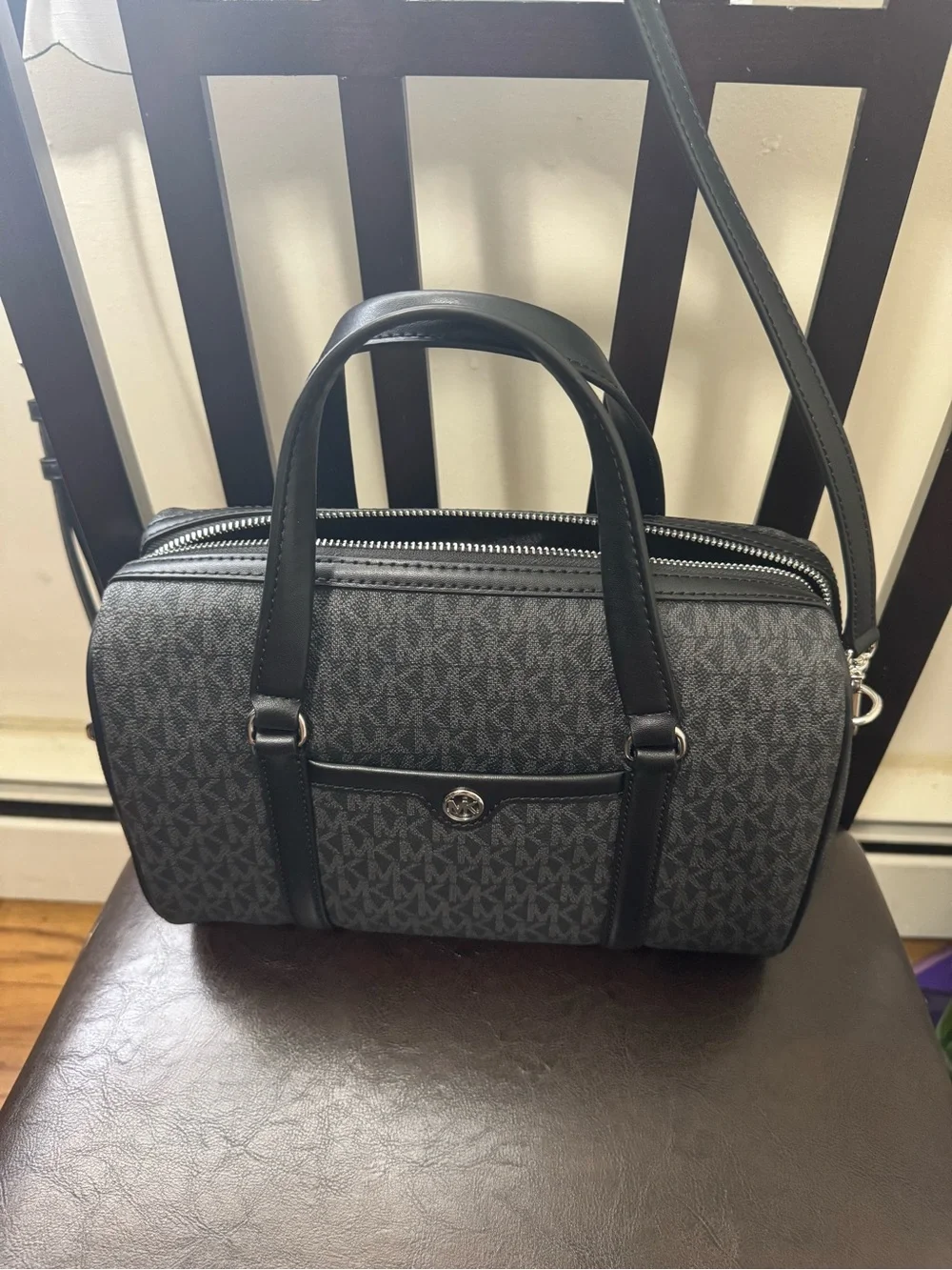 Michael Kors Black MK Logo Duffel Bag