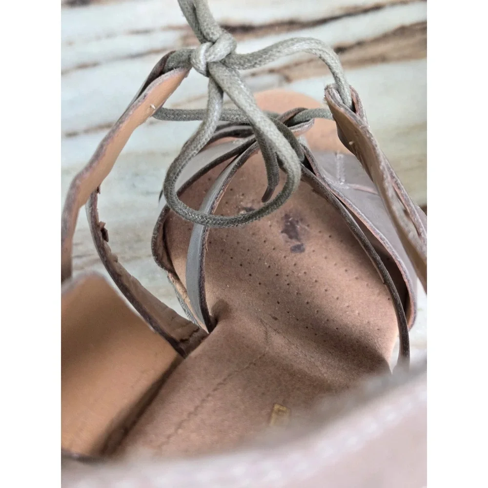Clarks‎ Collection Taupe Leather Strappy Cork Wedge Sandals 9.5M