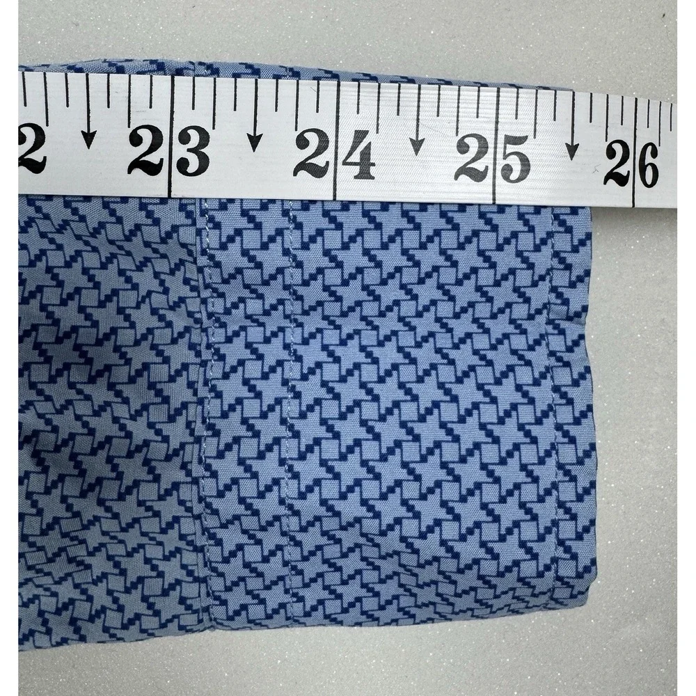 Banana Republic Men M Blue Geometric Print Tech Stretch Slim Flex Fit Shirt